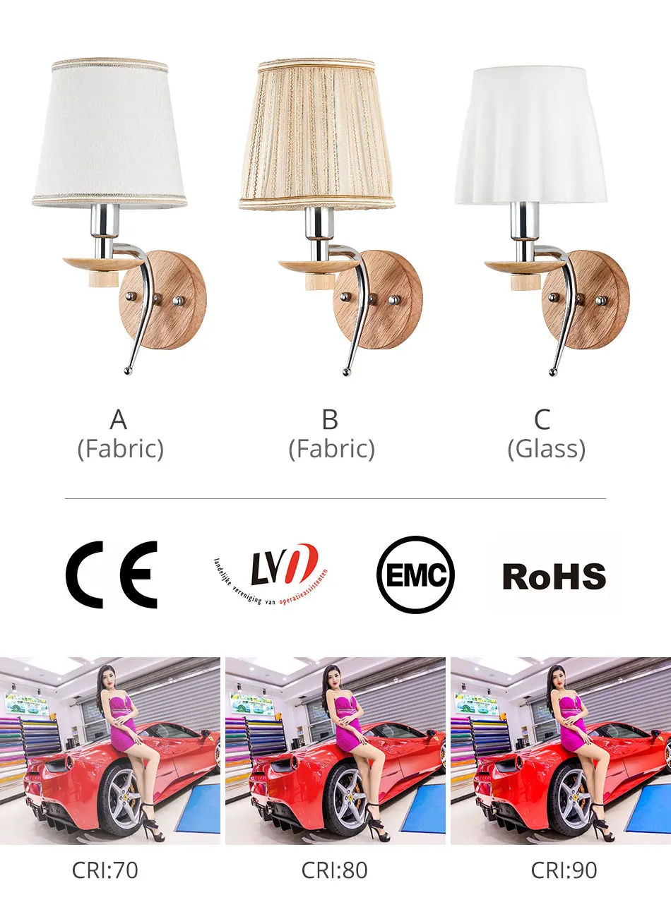 Modern Fabric LED Wall Light E14 Bulb Wall Lamp For Hotel Living Room Bedroom Night Lighting Home Interior Light Fixture  (7)