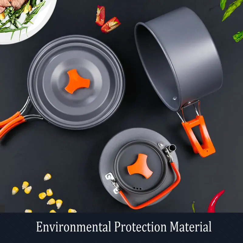 Hewolf al aire libre pot kettle de utensilios de cocina de aluminio plegable vajilla senderismo picnic camping cocina equipo para picnic