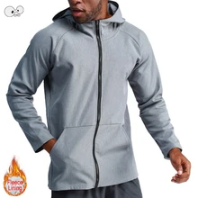 Флисовая Подкладка термо куртки для бега мужские спортивные пальто фитнес с капюшоном на молнии толстовки походные свитера тренировка бега трусцой одежда