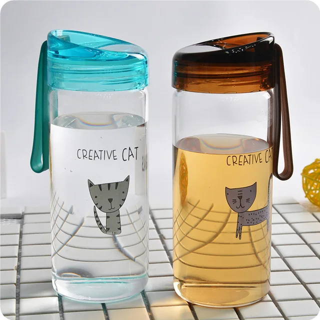 400 мл Милая бутылка для воды из боросиликатного стекла портативная Спортивная