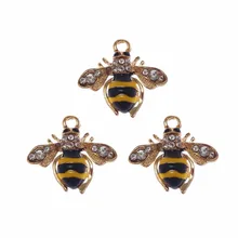 Graceangle 10 piezas oro aleación de Zinc abejas encantos esmalte oro Animal joyería colgante para pendiente collar pulsera joyería DIY artesanías(China)
