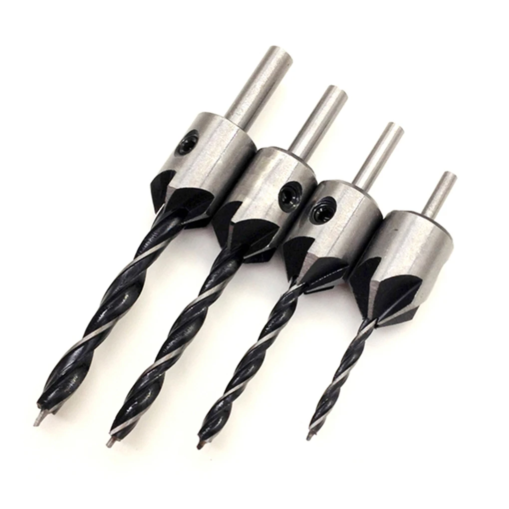 

4pcs Set Countersink Drill Bit End Milling Wood Reamer Carpentry Chamfer Sink Hole Reaming Woodworking Power Tools