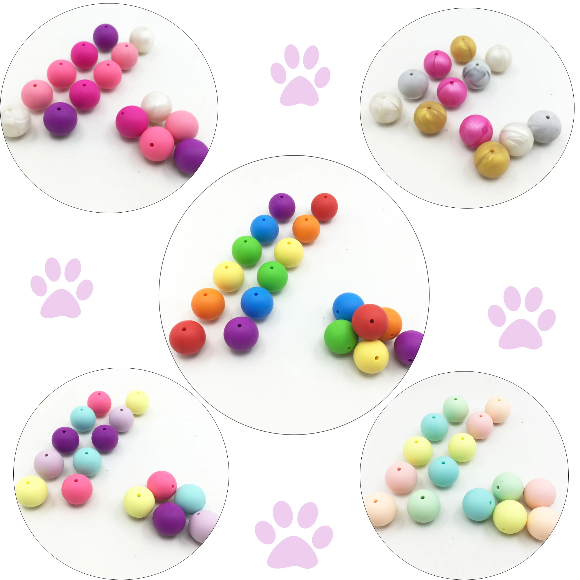 

200pcs/lot 20MM Candy Silicone Beads Baby Teething Beads-40colors -Safe Food Grade Teething Chewed Round Silicone ball Beads