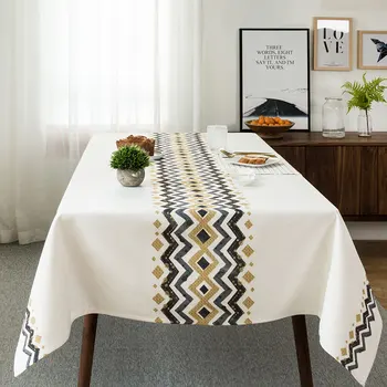 

European tablecloth modern minimalist Nordic geometric pattern high-grade cotton and linen table cloth rectangular thick tea tab