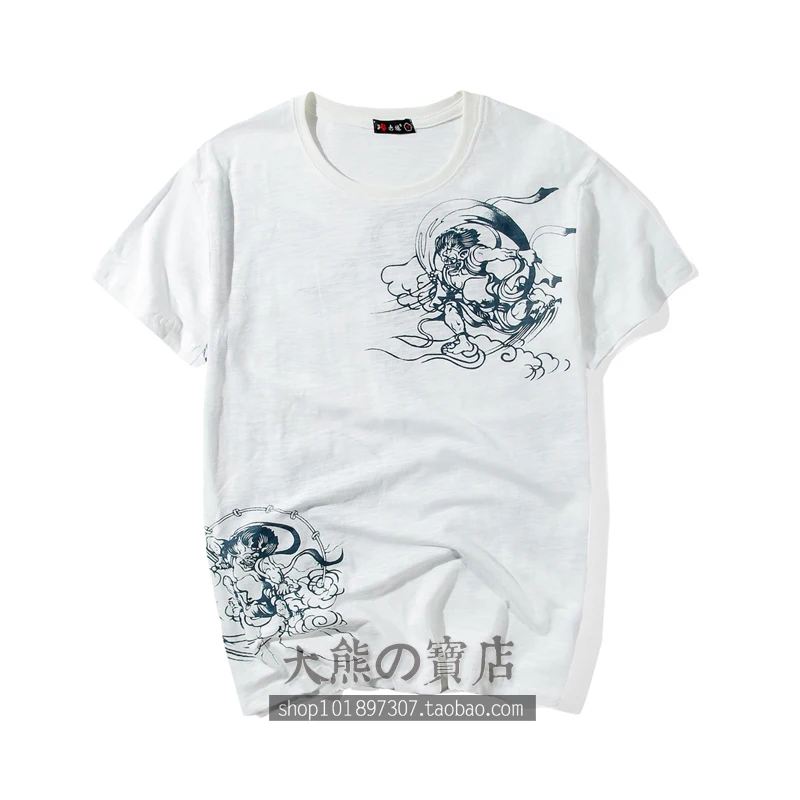 Японский ретро вышивка Prajna тату короткий рукав Футболка мужские летние брендовые футболки мужские свободные топы универсальные блузки мужские