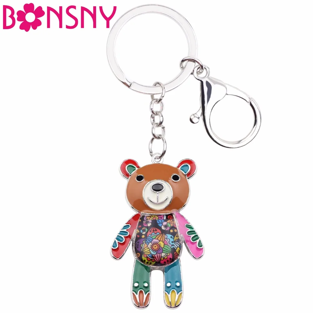BONSNY Enamel French Bulldog Keychain - Metal Dog Charm For Keys, Purse, Bag | Cute Pet Lover Gift For Women & Kids