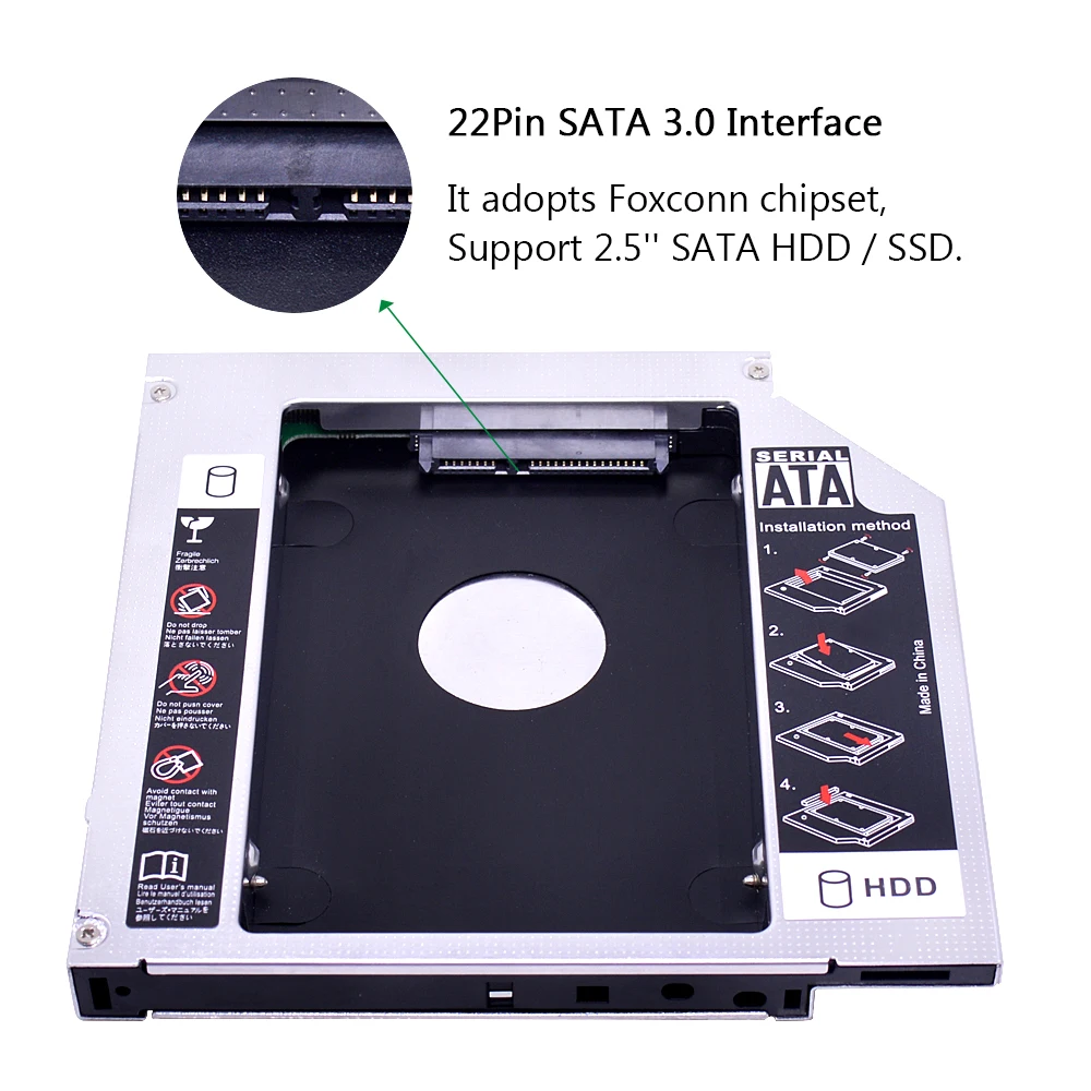 CHIPAL 2nd HDD Caddy 12,7 мм PATA IDE to SATA 3,0 для 2,5 ''2 T SSD чехол для жесткого диска для ноутбука DVD-ROM CD-ROM Optibay