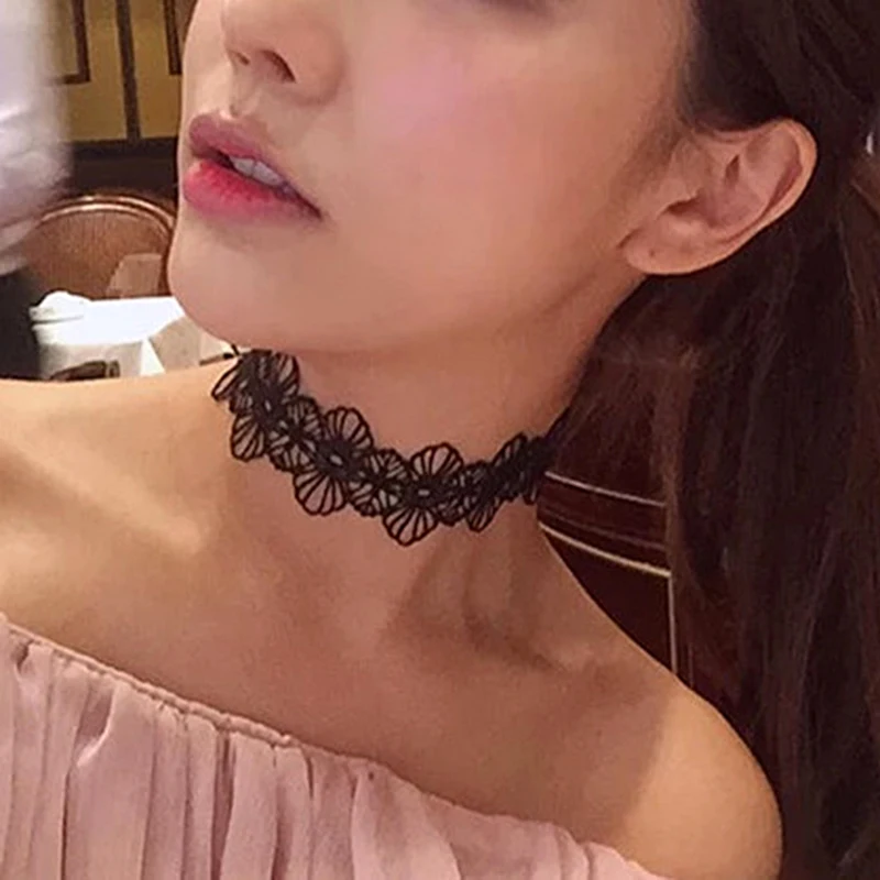 108 2017 Noir Dentelle Creux Fleur Collier Ras Du Cou Pour Femmes Maxi Collier De Tatouage Tour De Cou Boho Femme Collier Collier Bijoux Cr001