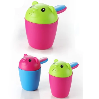 

2pcs Baby Kids Cartoon Bear Bathing Cup Baby Shower Shampoo Cup Bailer Baby Shower Water Spoon Bath Wash Cup