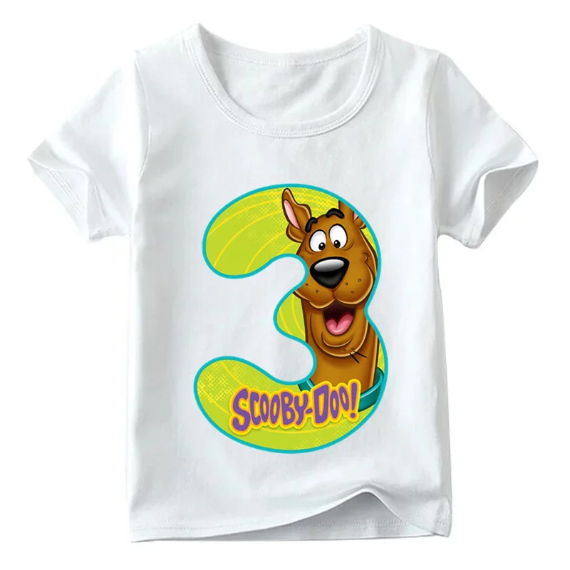 Boys and Girls Cartoon Scooby Doo Number 1~9th Print T shirt Baby Funny Cute T-shirt,Kids Birthday Present Clothes,ooo2427 - Цвет: ooo2427 C