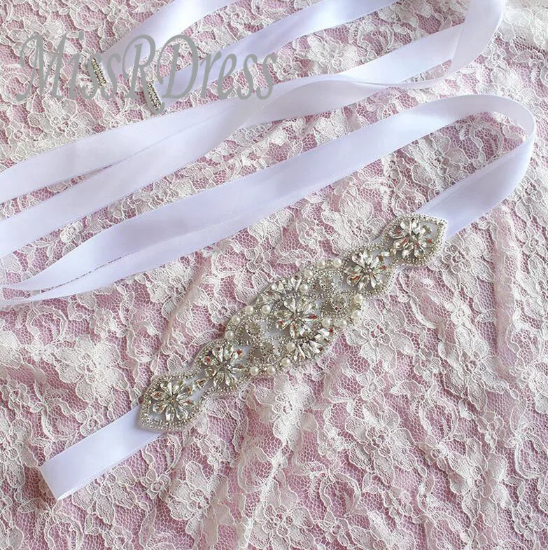 MissRDress жемчуг пояс невесты свадебные пояс-кушак ручной работы, со стразами свадебные пояса для свадебных платьев JK888