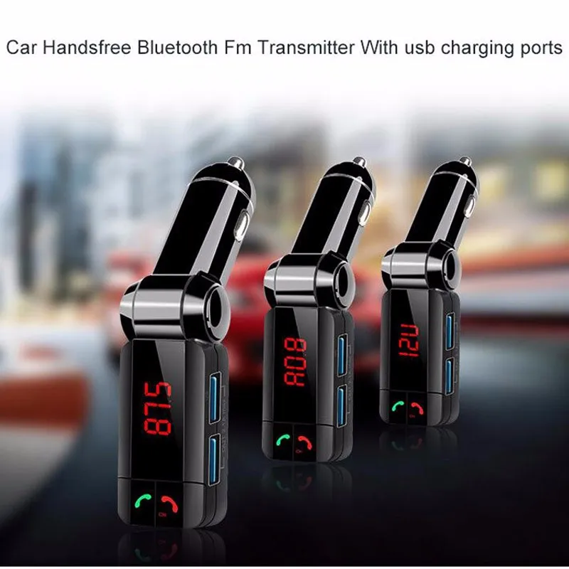 Dual USB Mobile Phone Charger Car Digital Wireless Bluetooth Fm