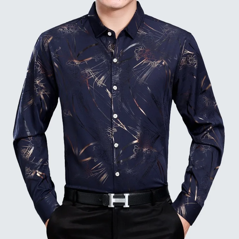New Design 2017 Autumn font b Men s b font Business Casual Cotton Hot Print Flora