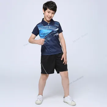 

Adsmoney Boys'/girls' badminton shirt + shorts set quick-dry children's tennis suit training T-shirt set customization