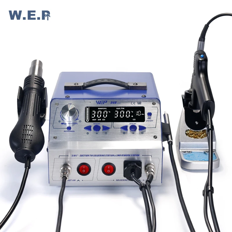 WEP 948-II Rework Station Hot Air Gun Sucker Tin Gun Soldering Iron Suction pen 4In 1 Soldering Station WEP 948-II Rework Station Hot Air Gun Sucker Tin Gun Soldering Iron Suction pen 4In 1 Soldering Station