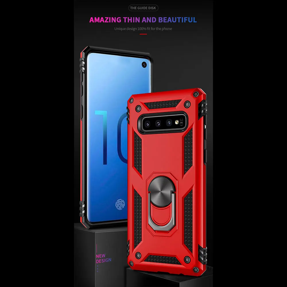 KISSCASE Slim TPU+PC Phone Case For Samsung A50 A70 A30 A20 A10 Armor Holder S10 S9 Plus S10E Note 9 Back Cover |
