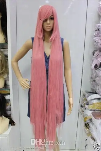 

Free shipping New High Quality Fashion Picture wig >Cosplay long straigh Smoke pink Wig New Women's Hair Wig 150cm