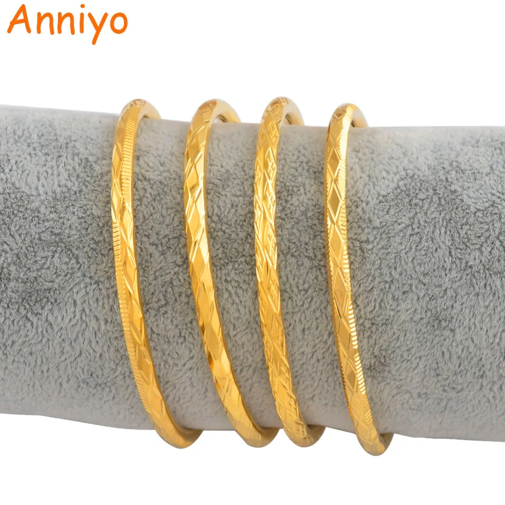 

Anniyo 1 piece/Openable Gold Bangles for Women Girl Gold Color Ethiopian Jewelry African Metal Bracelet Arab Middle East #205806