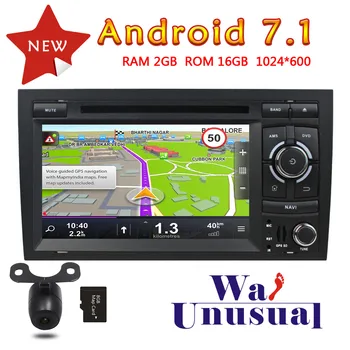 

WANUSUAL 7" Quad Core 16G 2G RAM Android 7.1 GPS Navigation for Audi A4 2002 2003 2004 2005 2006 2007 2008 with BT WIFI 1024*600