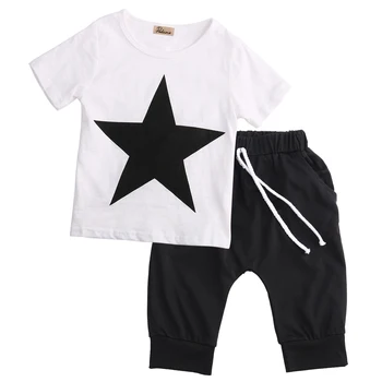 

Toddler boy summer cool outfit Kids Baby Boys Casual Star T-shirt Tops +Harem Pants 2 pcs Outfits Set 2-7Y clothing