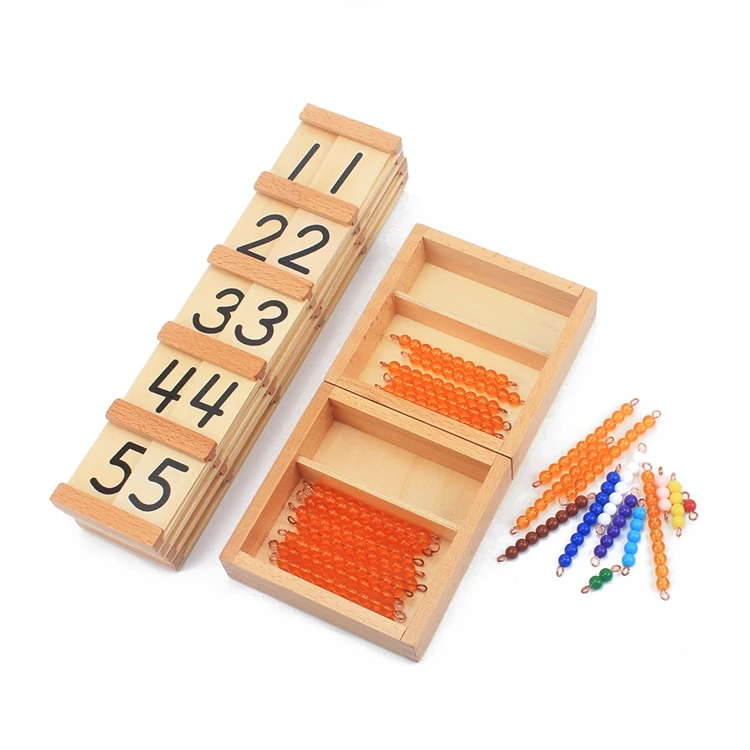 Adolescentes e Dezenas Placa com Contas Barras de Madeira Montessori Ensino Matemática Brinquedos Seguin Educação Infantil Pré-escolar Formação 3 brinquedos educação infantil pré-escolar formação