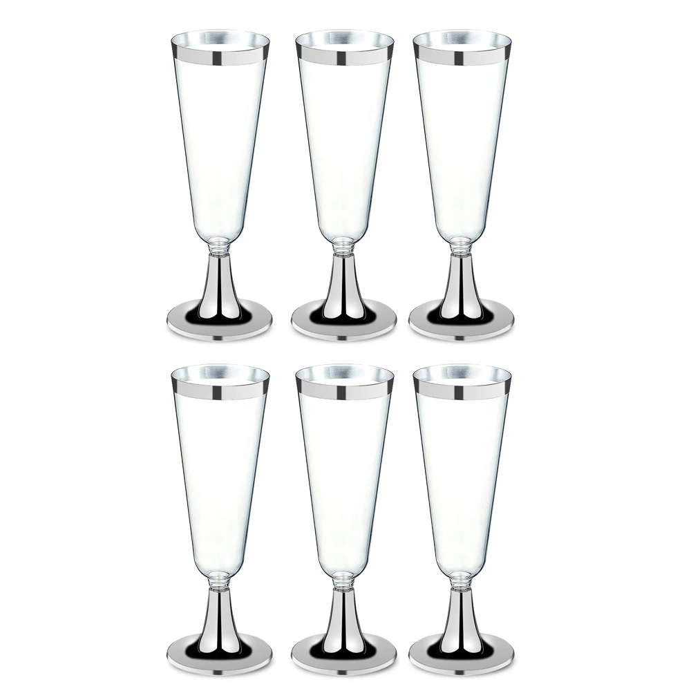 

6Pcs Disposable Plastic Red Wine Glass Champagne Flutes Glasses Cocktail Party Wedding Drink Cup Christmas Western Cuisine Cup