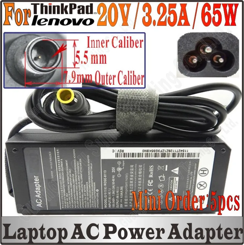 FOR 20V 3.25A Lenovo 5pcs