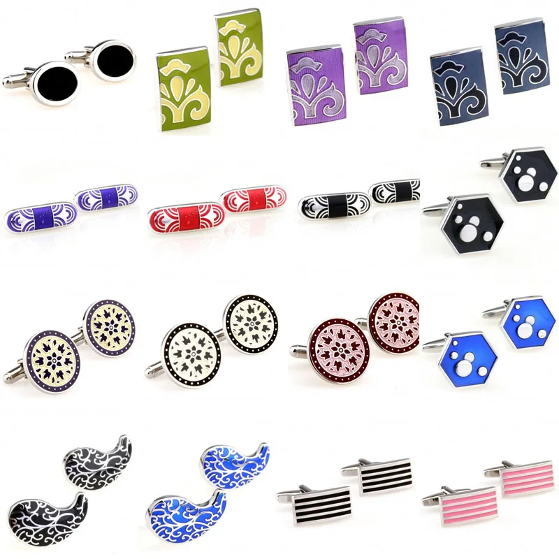 

Fashion 16 Designs Flower Enamel Epoxy Cufflink Cuff Link 1 Pair Free Shipping Biggest Promotion