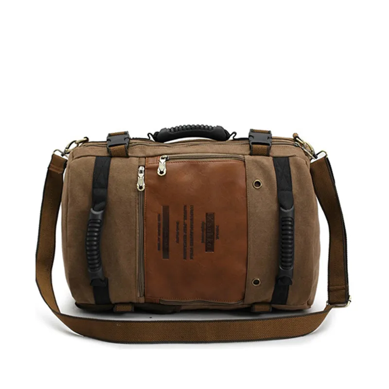 

2018 KAUKKO Men Multipurpose Canvas Large Shoulder Bag Backpack Dark Khaki Women bag