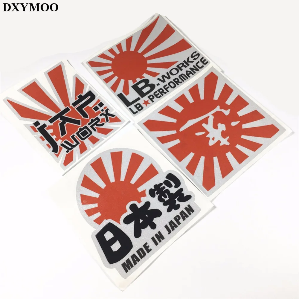 Japanese National Flag Japan WORKS JDM Sticker Reflective Motorcycle Helmet Decals Car Stickers