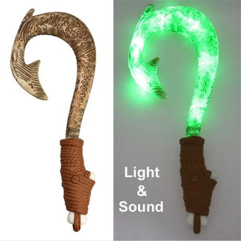 Princess Vaiana Moana Maui Fishing Magic Hook With Light 42cm Toy Action Figures Kids Brinquedo Juguetes