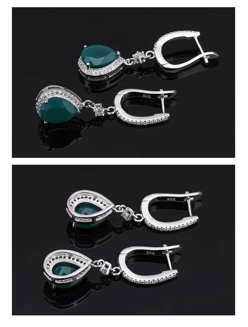 RICA FELIZ 925 Sterling Silver Earrings Fine Jewelry 4.42ct Natural Green Agate Onxy Drop Earrings For Women RicaFeliz • 2022
