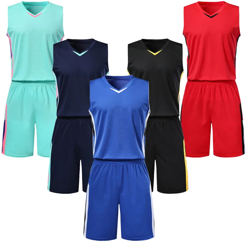 Kids 5 colors basketball sets boys blank basketball jerseys shorts