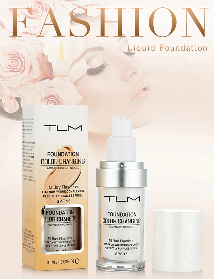 

TLM 30ml Liquid Foundation Makeup Change To Your Skin Tone By Just Blending Color Changing