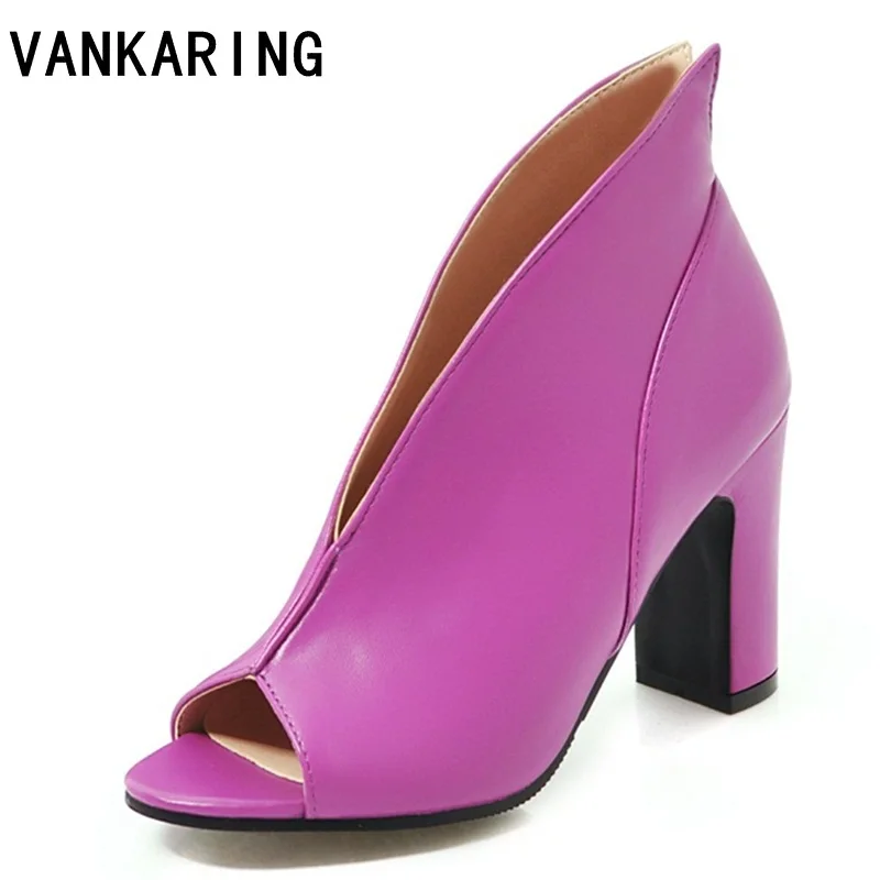 

big size classic brand women pumps black wedge high heels lady PU leather peep toe single shoes female party dress shoes sandals