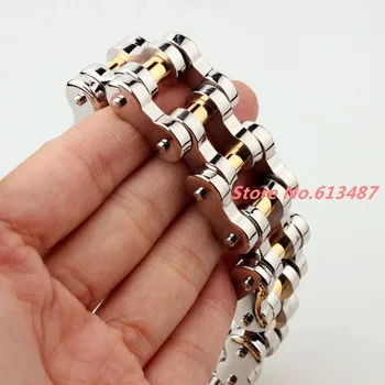 

Charming 22mm 316L Stainless Steel Silver Gold Color Mens Biker Bicycle Motorcycle Chain Males Bracelets & Bangles 8.66"