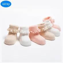 iairay Three pairs child anti slip socks for women cute breathable winter socks child woman non slip cotton lace socks toddler clothes