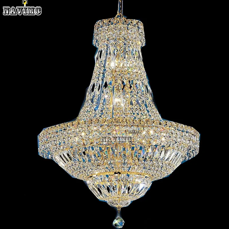 

Luxury Imperial Large Big Gold Crystal Chandelier Light Fixture Vintage Light Fitment for Hotel Villa Lounge Decoratiion