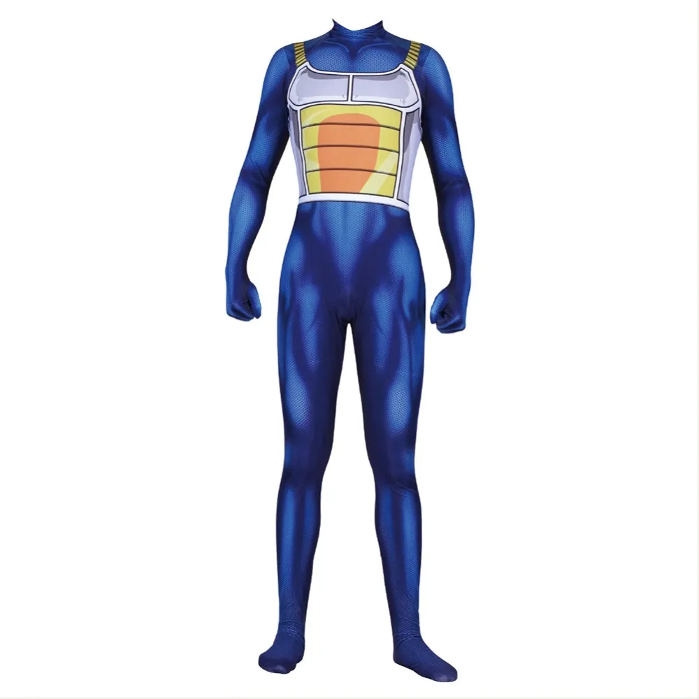 Anime DRAGON BALL Saiyan Vegeta Cosplay Costume Adult Zentai Pattern Bodysuit Suit Vegeta Jumpsuit Spandex 3D Print