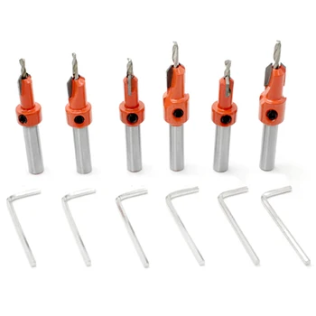 

6Pcs Woodworking Step Drill Bit 2.8*8Mm-3.2*10Mm Countersunk Head Wood Taper Sink Hole Screw Hole Chamfering Drill