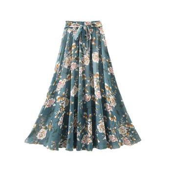 

Summer Long Skirts Women Elegant Casual Chiffon Plus Size Skirt High Waist Floral Print Streetwear Ladies Beach Skirts