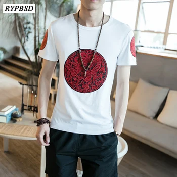 

Dragon T Shirt Men 2018 Summer New Fashion O-Neck Embroidery Men Tshirt Casual Tops Plus Size 5XL Tee Shirts White Black
