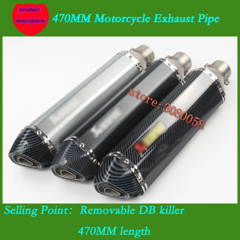 470mm Universal de la motocicleta silenciador tubo de Escape escapar con DB asesino de marcado láser para Ninjia300 Z750 R25 TMAX530 R6 de la bici de la suciedad