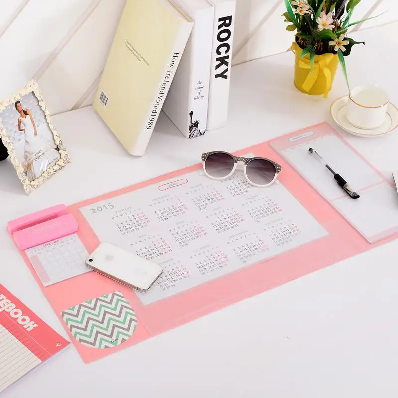 Kawaii милый карамельный цвет резиновый офисный коврик Многофункциональный Еженедельный Органайзер большой стол для хранения памятки коврик для обучения - Цвет: Pink
