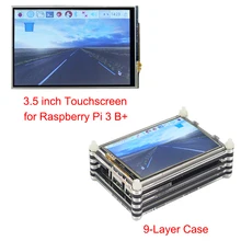 Newest Raspberry Pi 3 Model B+ 3.5 inch Touchscreen LCD Display + Black 9 layer Acrylic Case for Raspberry Pi 3 Model B Plus Kit