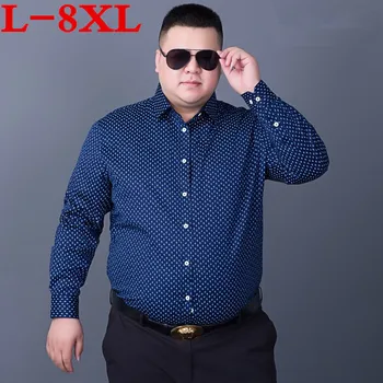 

plus size 8XL 7XL Men Dress Shirts Brand Clothing Fashion Camisa Social Casual Men Shirt Slim Fit Long-Sleeve Camisa Masculina