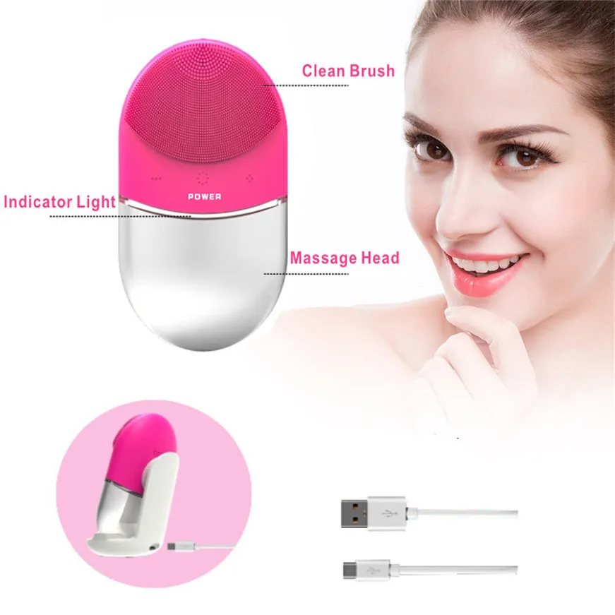 

2017 * Wireless Charging Electric Soft Silicone Spinary Facial Cleansing Brush Face