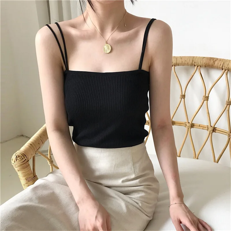 Для женщин трикотажные майки пикантнвная bralette Топы клуб партия бретели Вязание