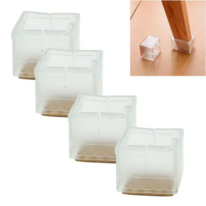 High Quality 4pcs Silicon Gel Square Chair Leg Caps Rubber Feet