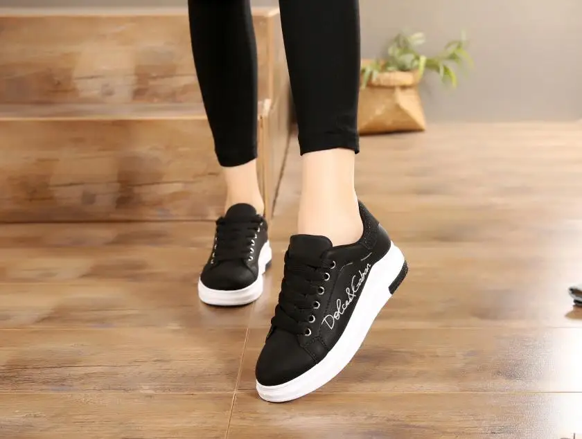 New Spring Autumn Wedges Pink Lace-up Platform Sneakers Women Vulcanize Shoes Tenis Feminino Casual Female Shoes T0111